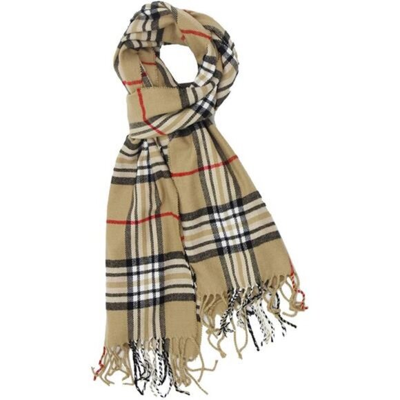 New Soft Cashmere Feel Plaid Check and Solid Winter Scarf - Picture 2 of 3